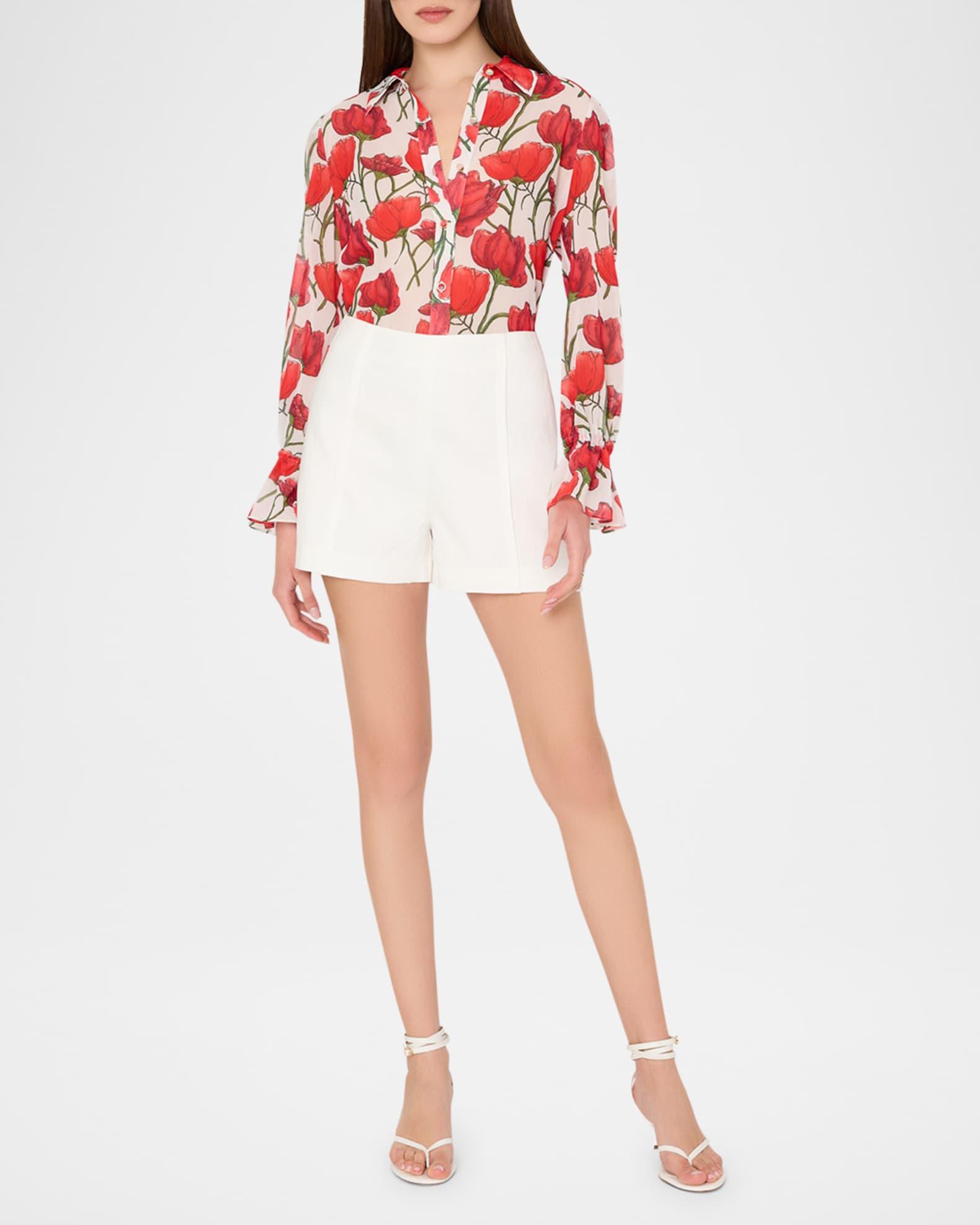 Lacey Peony Button-Front Blouse Product Image