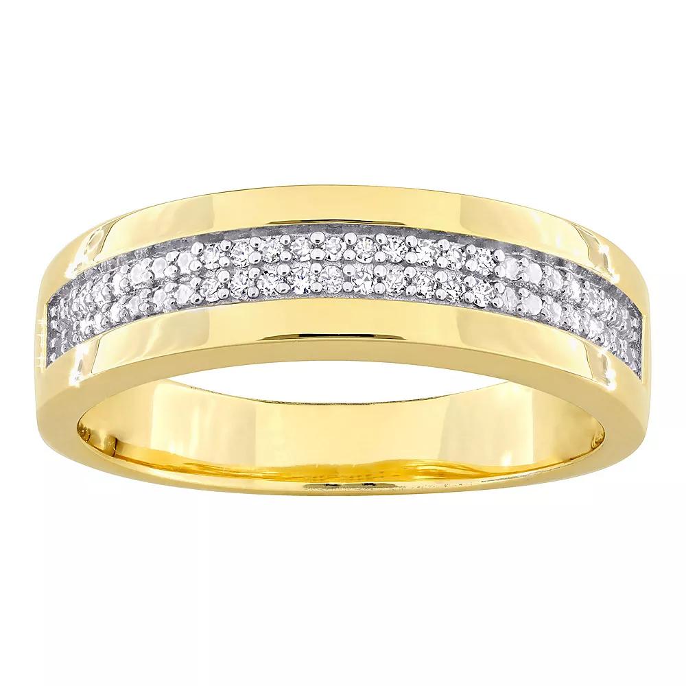 Stella Grace Men's 18k Gold Over Silver 1/10 Carat T.W. Diamond Anniversary Ring, Gold Tone Product Image