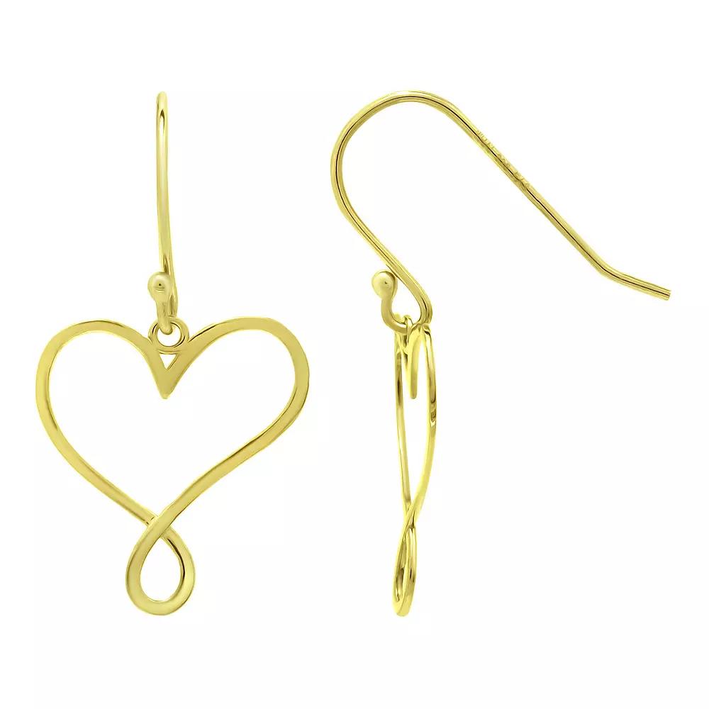 Aleure Precioso Infintiy Heart Fishhook Drop Earrings, Women's, Gold Tone Product Image