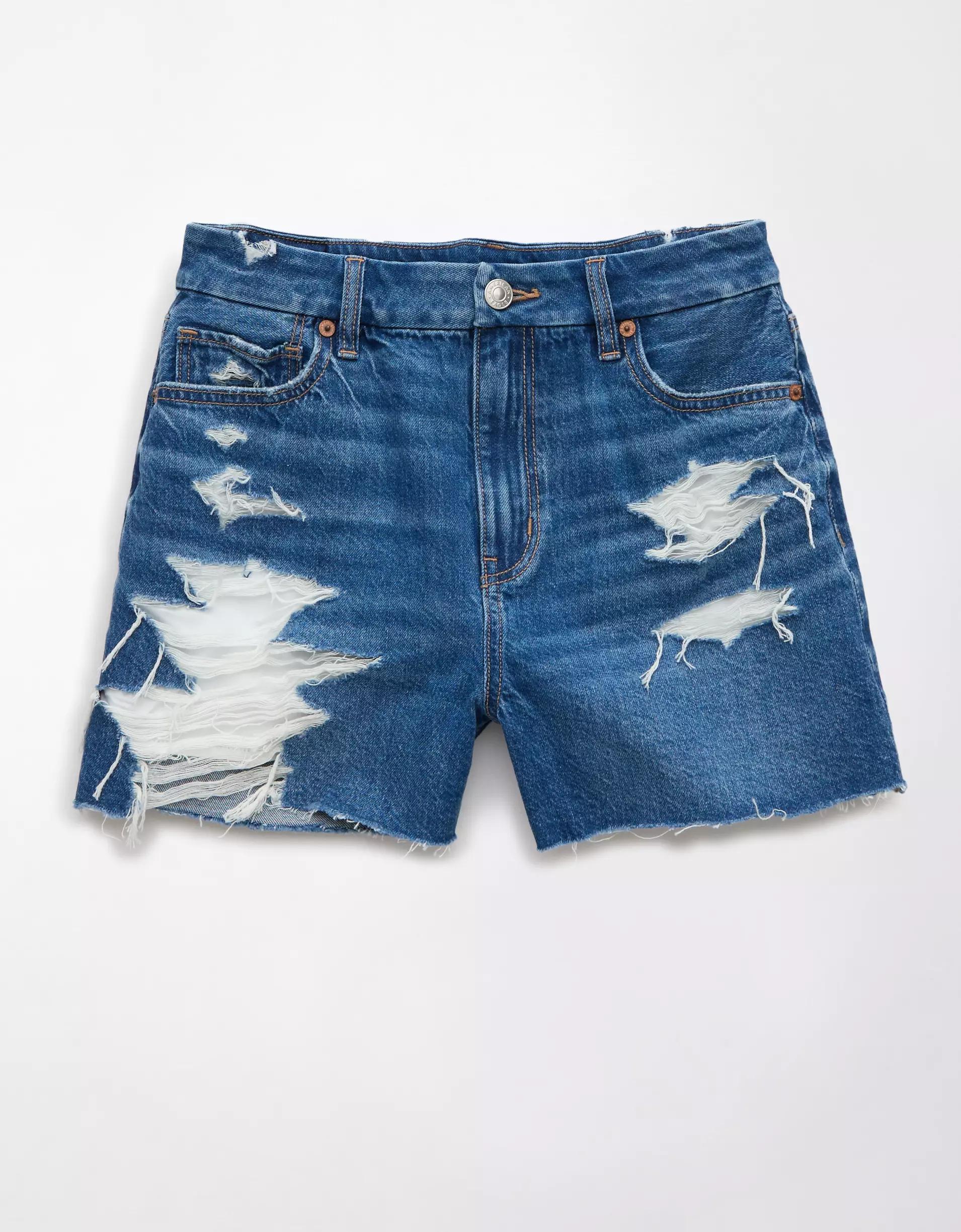 AE Strigid Curvy Ripped Denim Mom Short Product Image