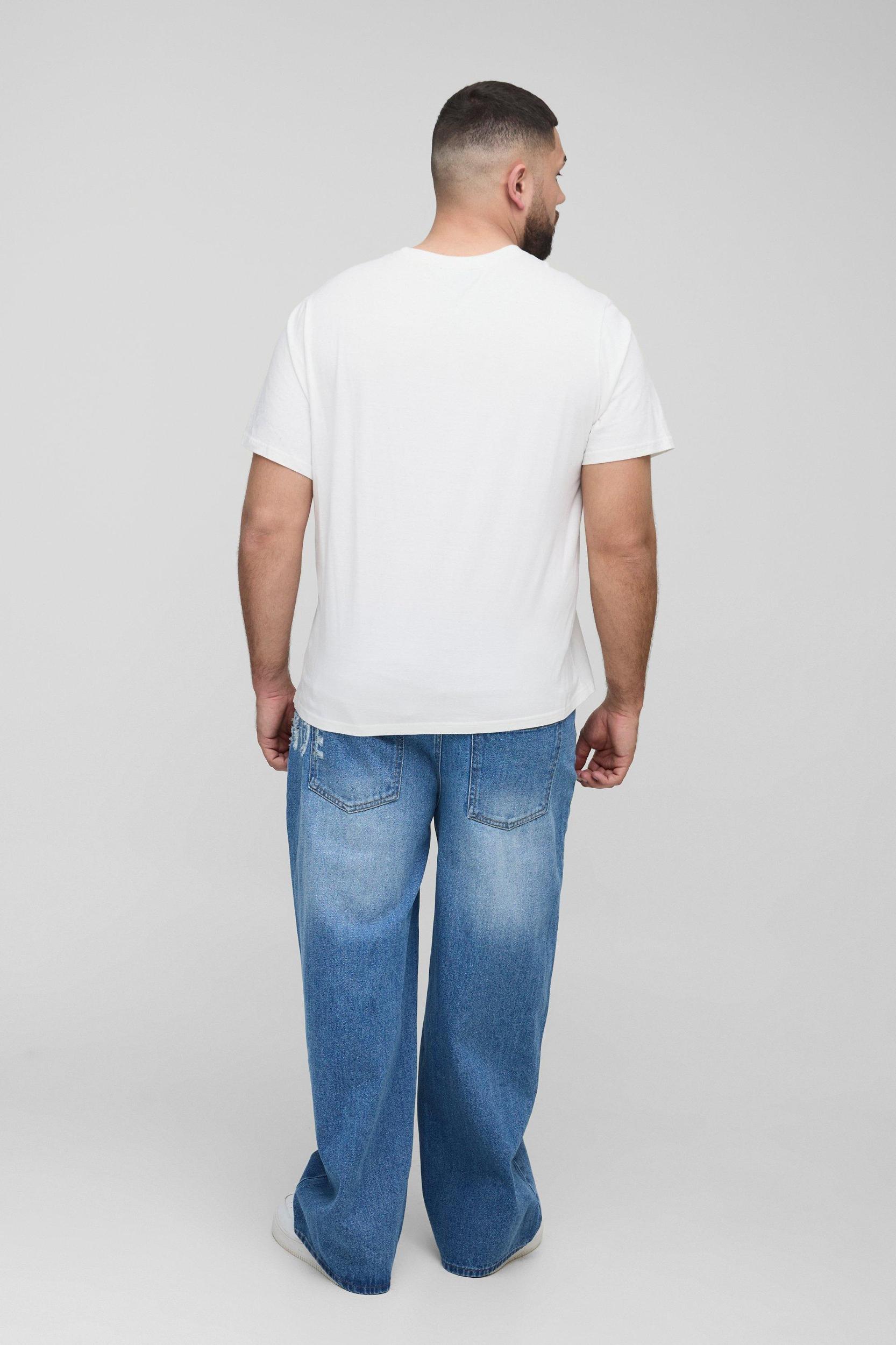 Plus WRLDWIDE Distressed Relaxed Fit Jeans | boohooMAN USA Product Image