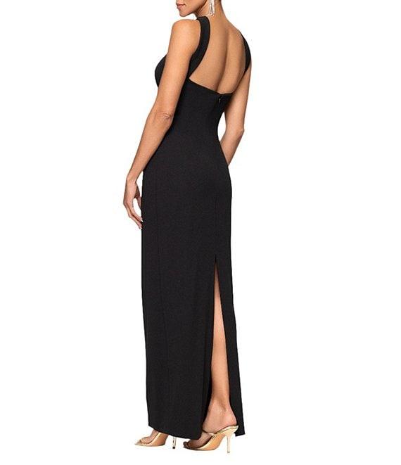 Xscape Halter Scuba Crepe Ruched Sheath Gown Product Image