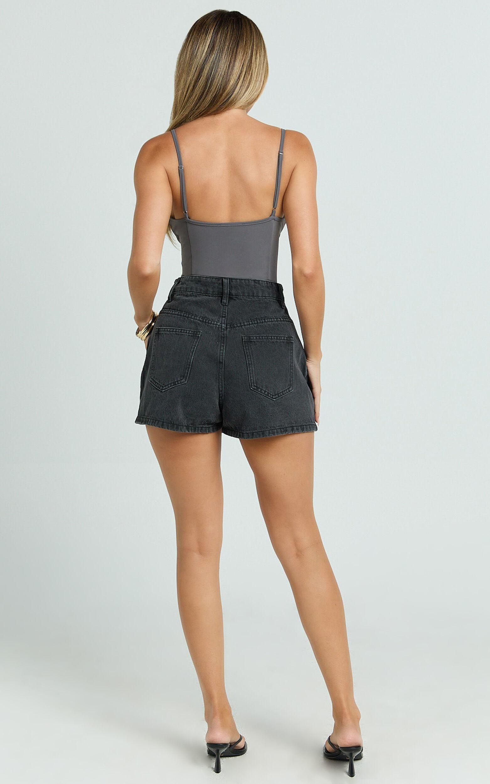 Daramie Bodysuit - Underbust Detail Bodysuit in Charcoal Product Image