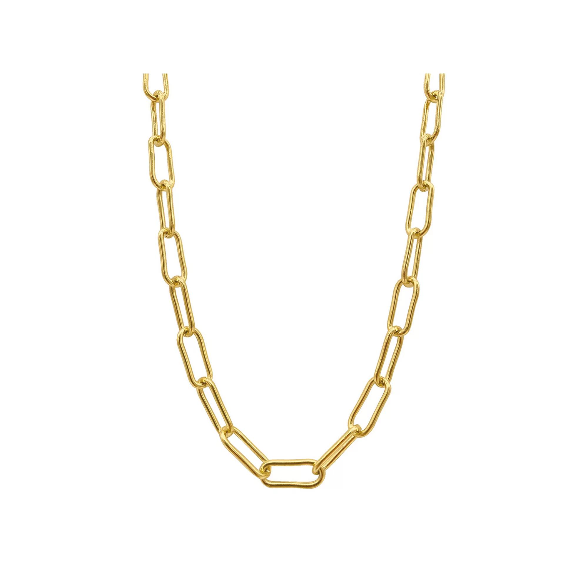 Adornia 14k Gold Plated Chunky Paper Clip Chain Necklace, Womens Yellow Gold Tone Product Image