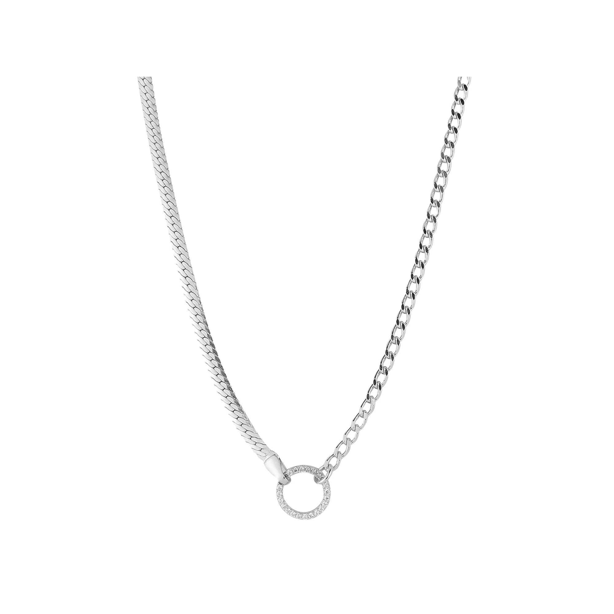 Sunkissed Sterling 14k Gold Over Silver Cubic Zirconia Curb x Snake Chain Choker, Women's, Size: 14", Silver Tone Product Image