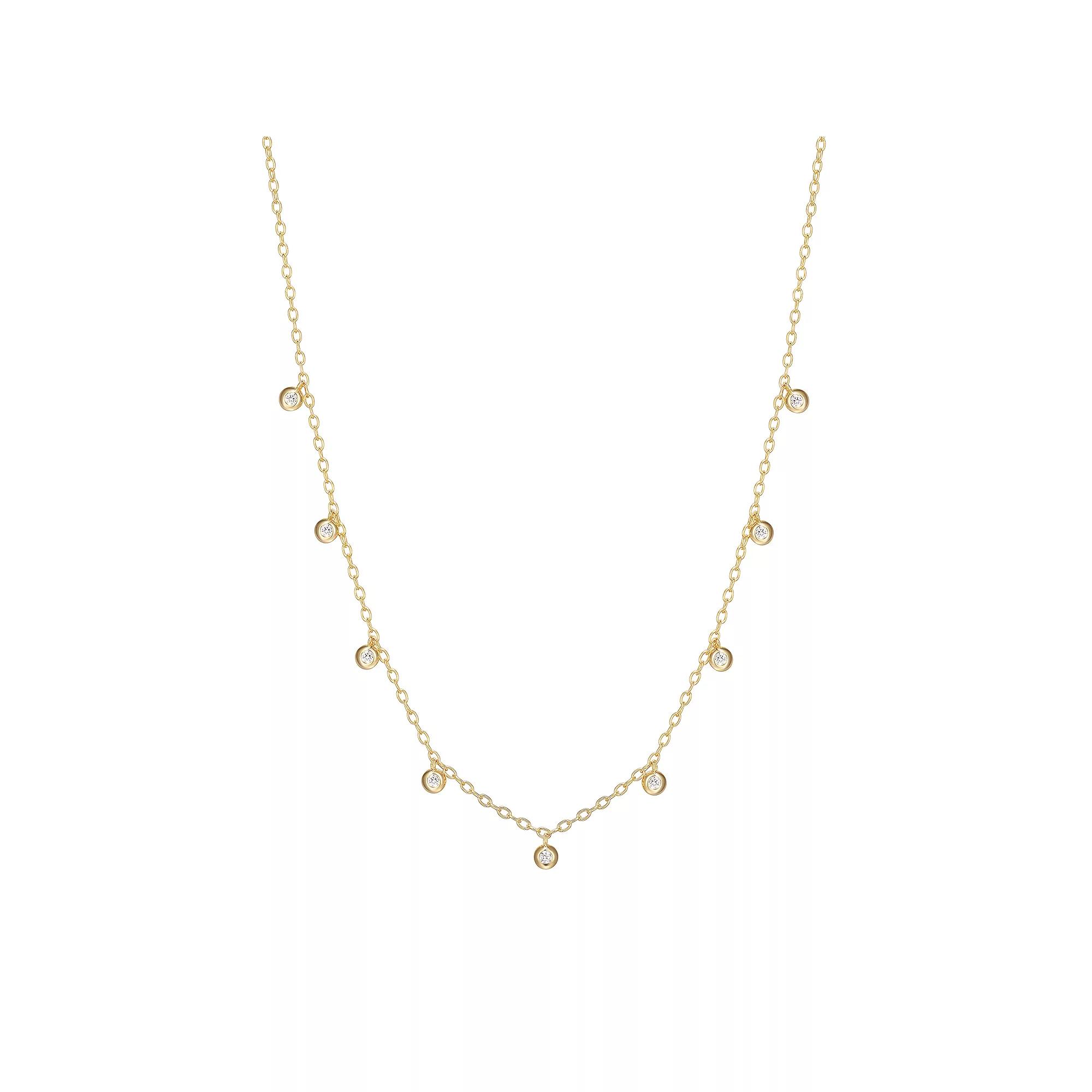 Sarafina 14k Gold Plated Cubic Zirconia Station Necklace, Women's, Gold Tone White Product Image