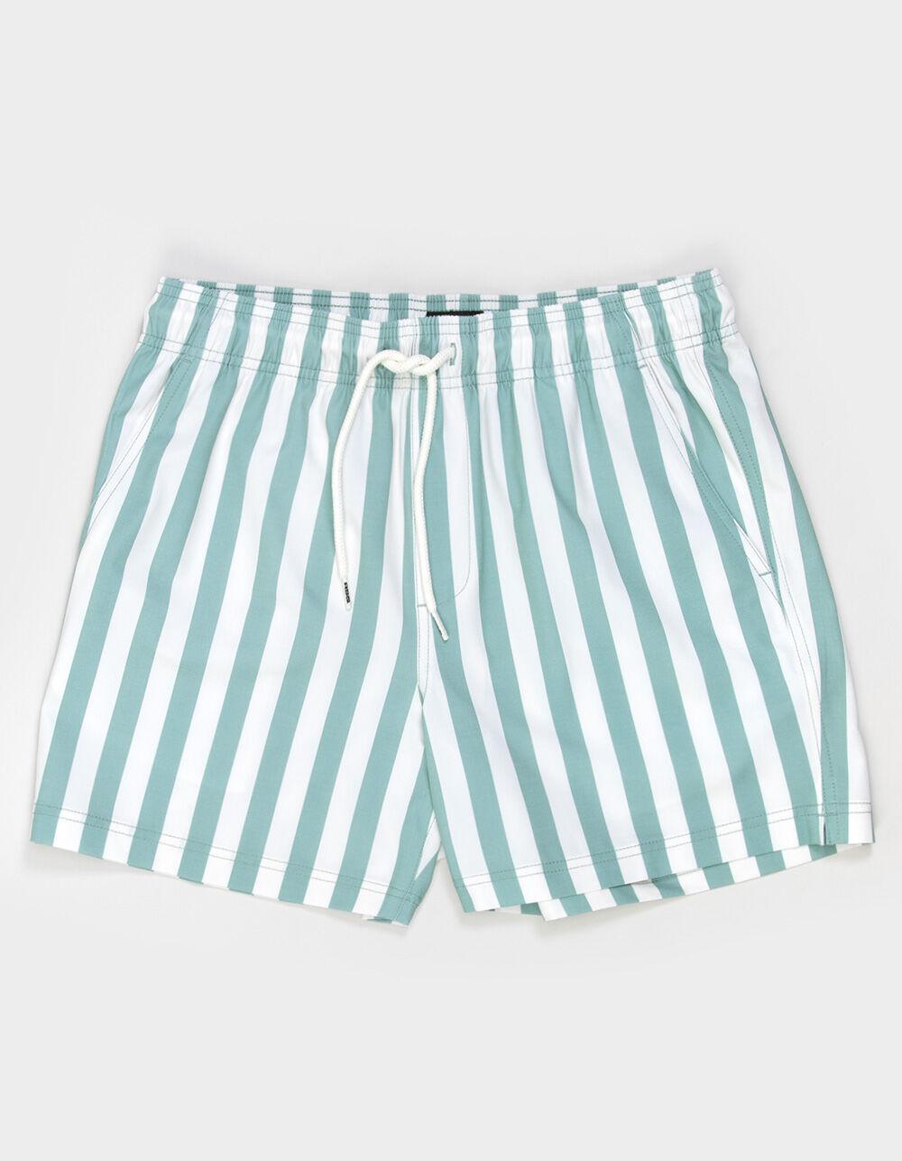 RSQ Mens Bold Stripe Swim Shorts - CRYSTAL GREEN Product Image