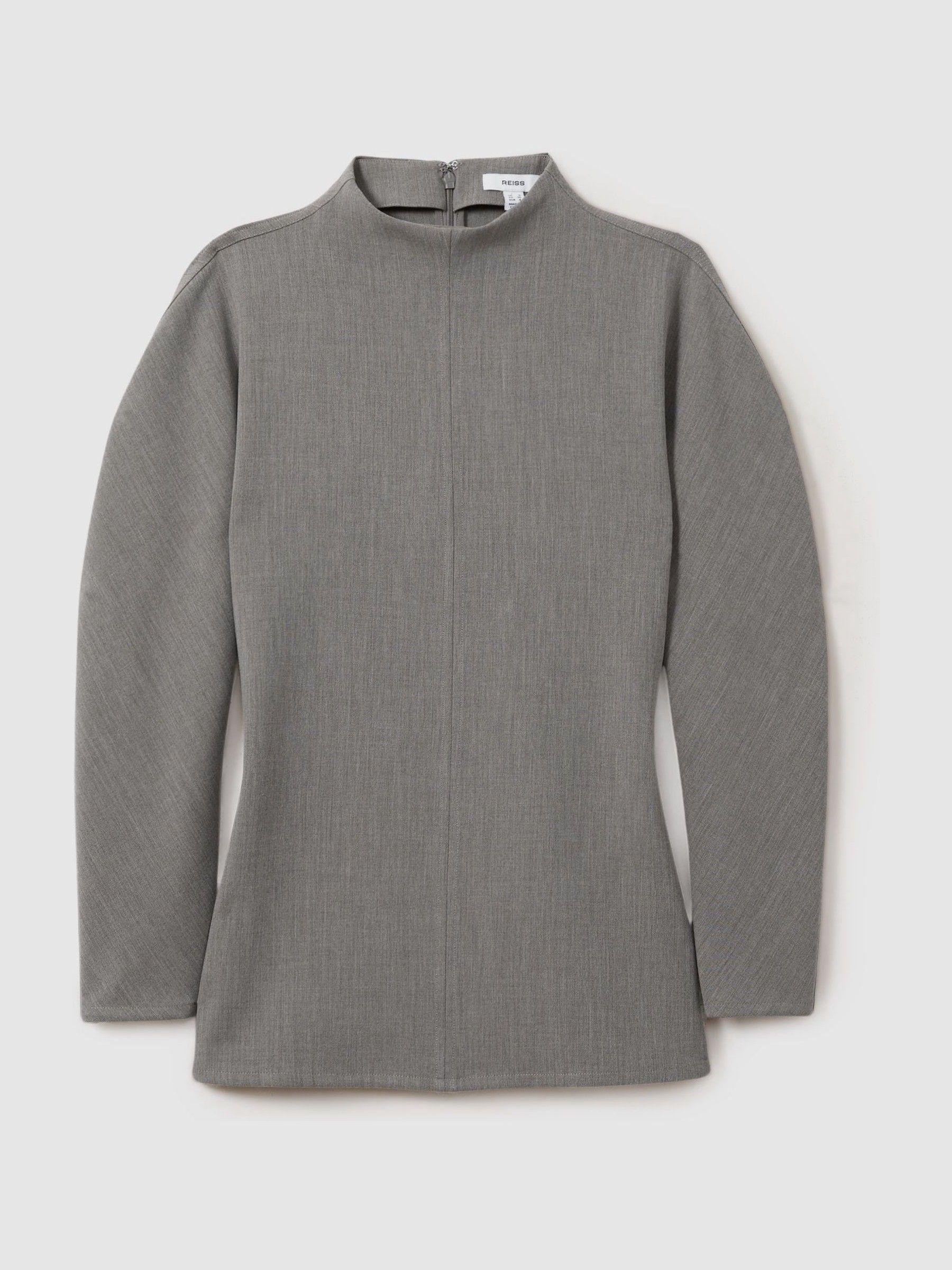 Sculpted High Neck Top in Grey Product Image