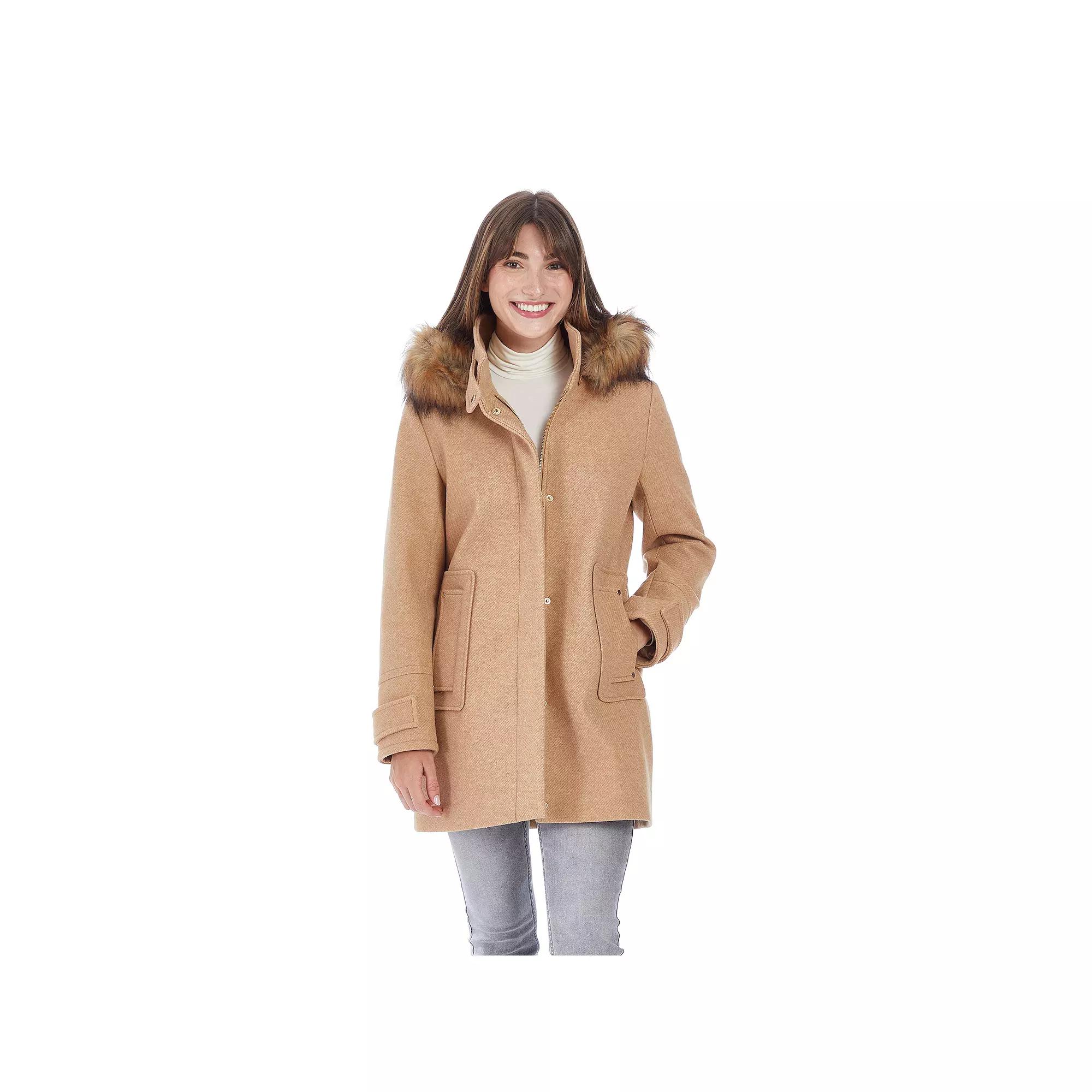 Women's Nine West Modern Duffle Coat with Removeable Hood, Size: Small, Soft Camel Product Image