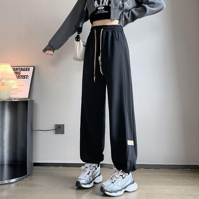 Jet Stream Drawstring Elastic Waist Button Pleated Detail Wide Leg Pants