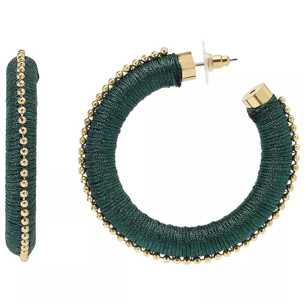 Sonoma Goods For Life® Beaded Wrap J-Hoop Earrings, Women's, Green Product Image