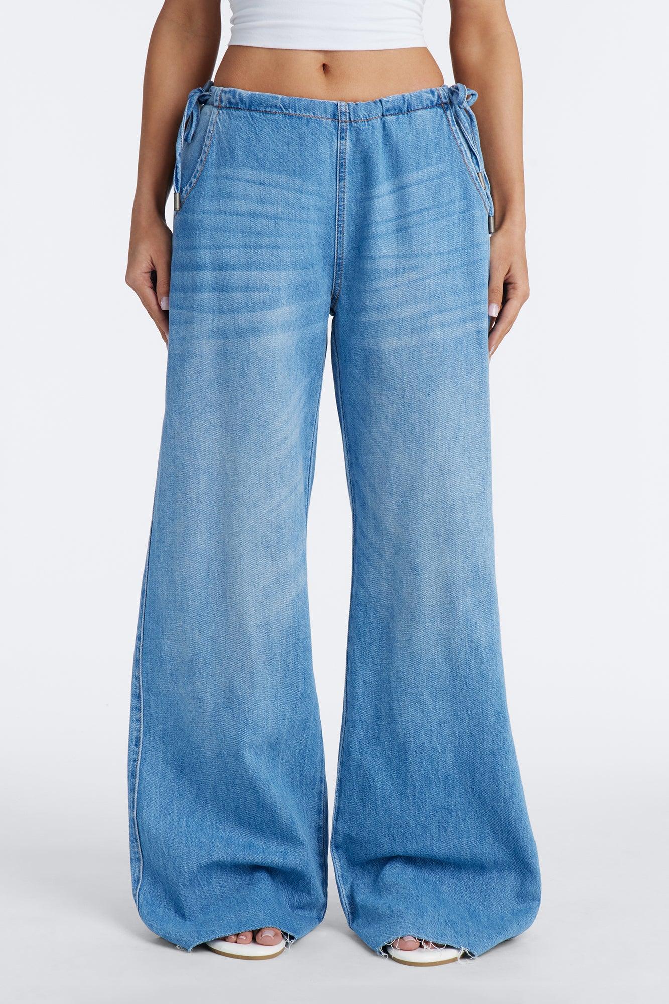 Group 7 Tie Waist Jeans - Light Wash Female Product Image