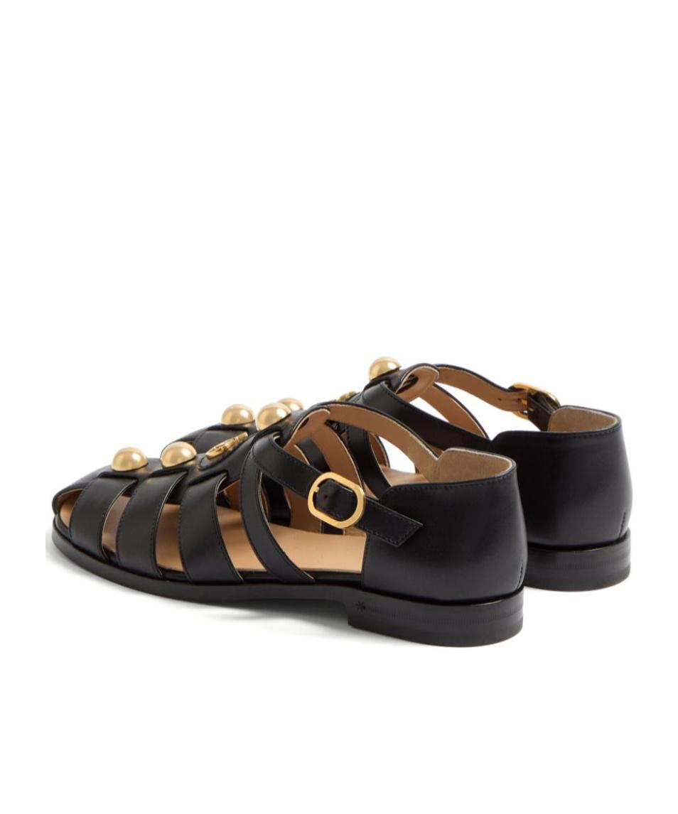 VALENTINO GARAVANI Vlogo Signature Faux-pearl Flat Sandals In Black Product Image