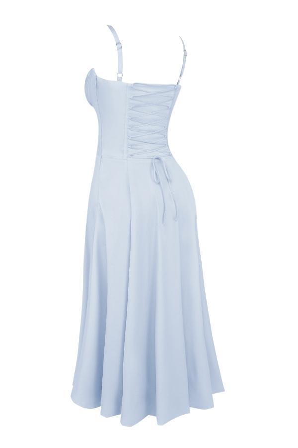 Carmen  soft blue cotton bustier sundress Product Image