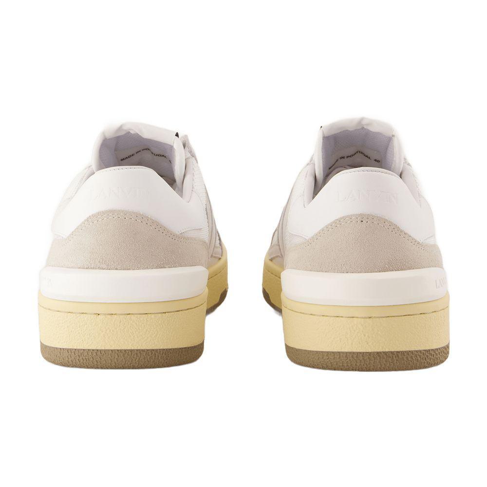 LANVIN Mesh And Leather Clay Sneakers With In White Product Image