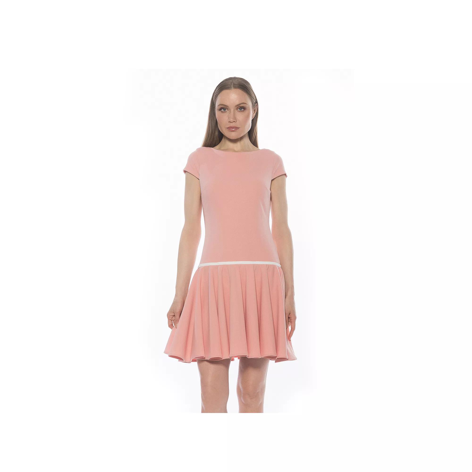 Women's ALEXIA ADMOR Aoife Boatneck Cap Sleeve Dropped Waist Dress,  Product Image