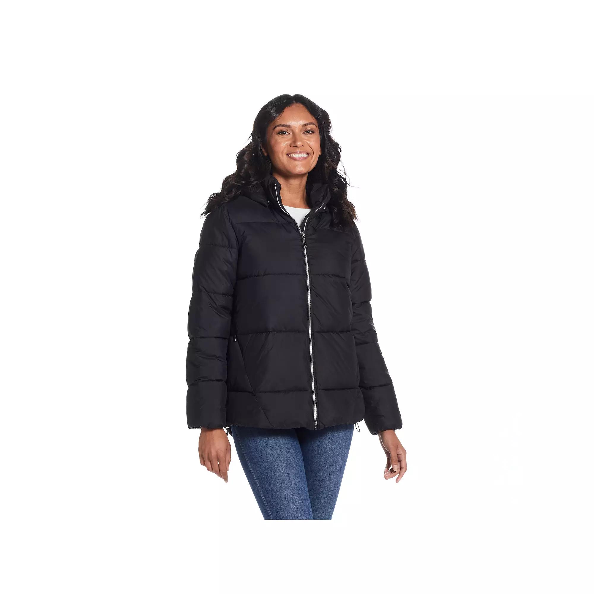 Women's Weathercast Hood Puffer Coat, Size: Small, Black Product Image