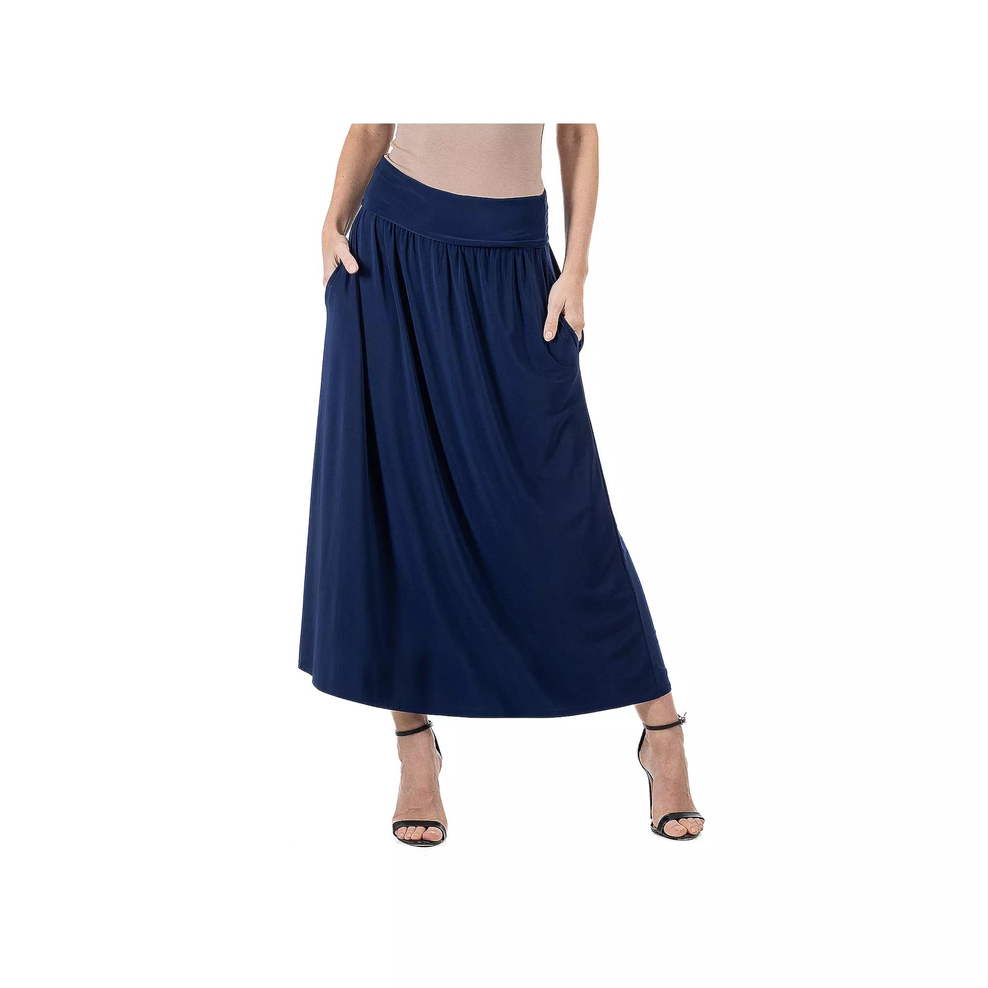 Women's 24Seven Comfort Apparel Foldover Maxi Skirt With Pockets,  Product Image