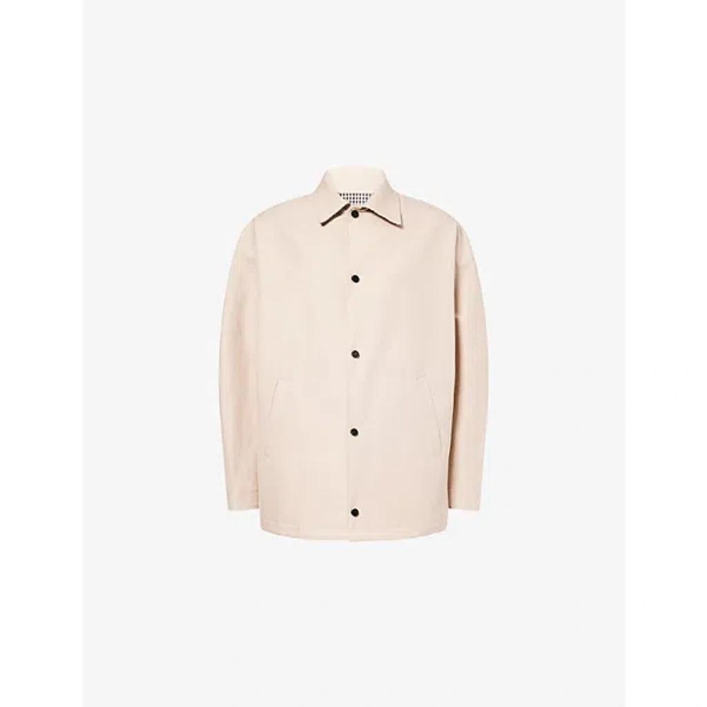 GIVENCHY Mens Beige Relaxed-fit Brand-patch Cotton-poplin Jacket Xl In Pink Product Image