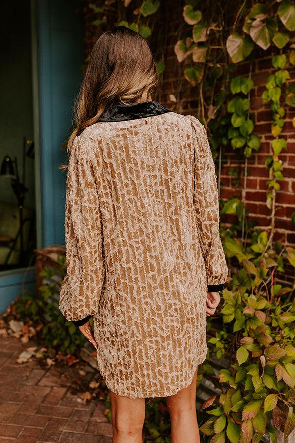 Chardonnay And Candlelight Velvet Mini Dress in Iced Latte Product Image