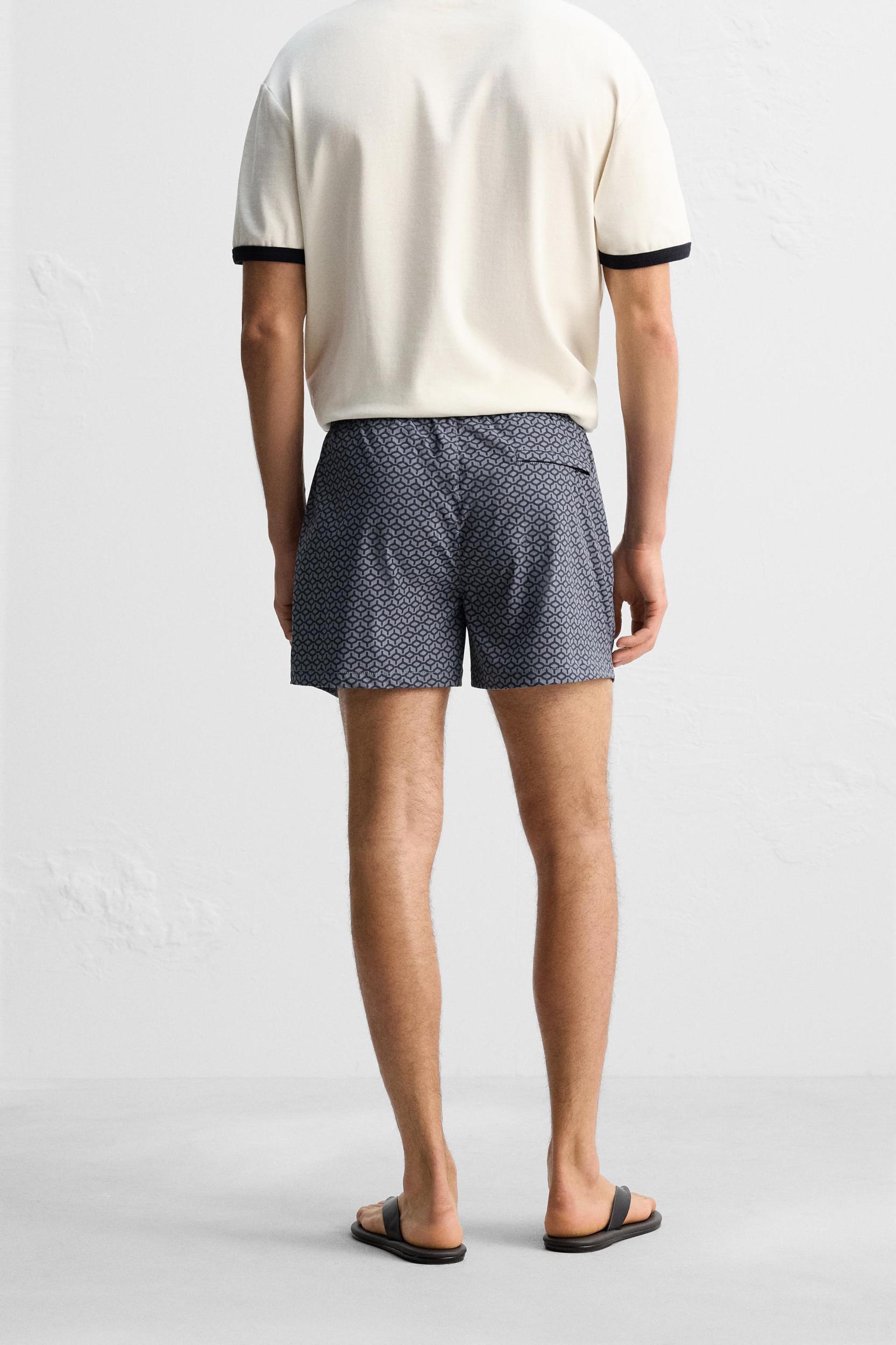 GEOMETRIC PRINT SHORT SWIMMING TRUNKS Product Image