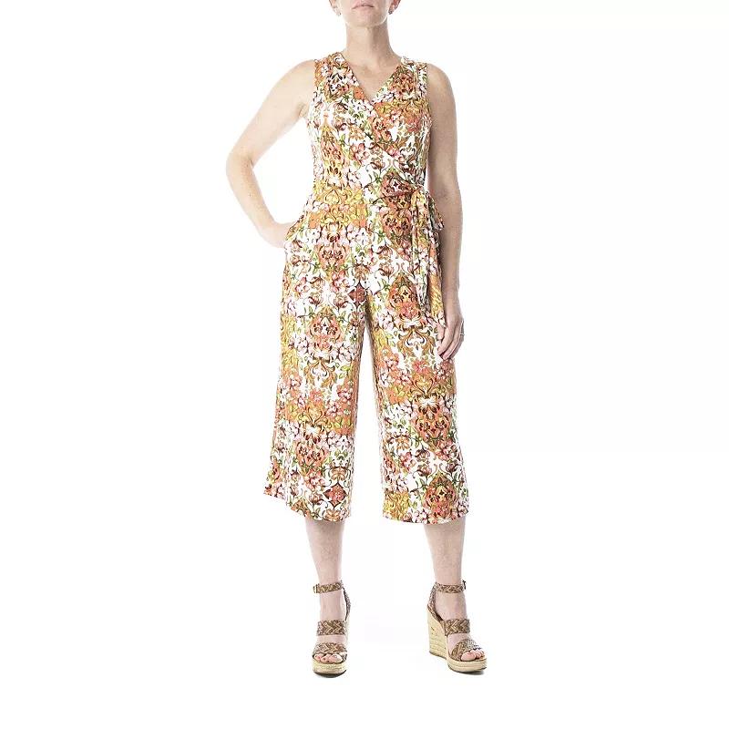 Women's Nina Leonard Print Surplice Wide-Leg Jumpsuit,  Product Image