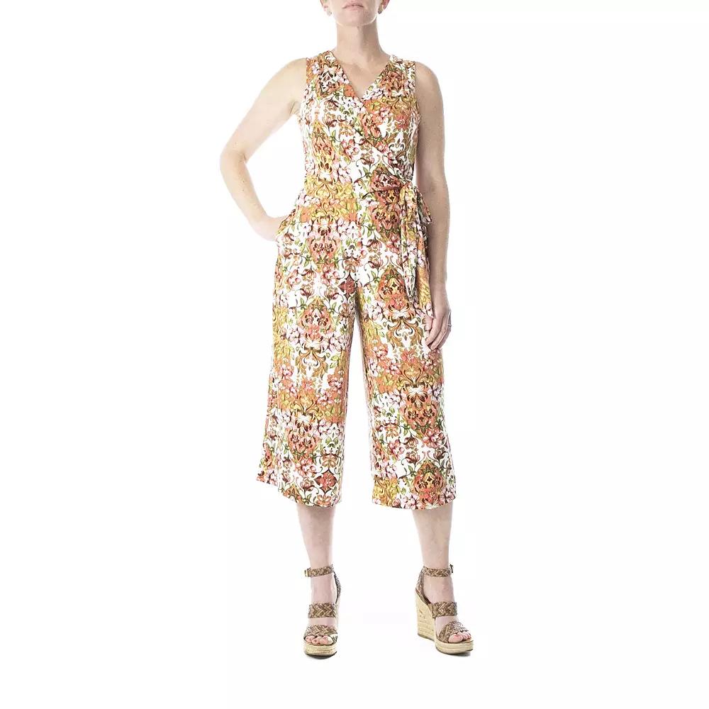 Women's Nina Leonard Print Surplice Wide-Leg Jumpsuit,  Product Image