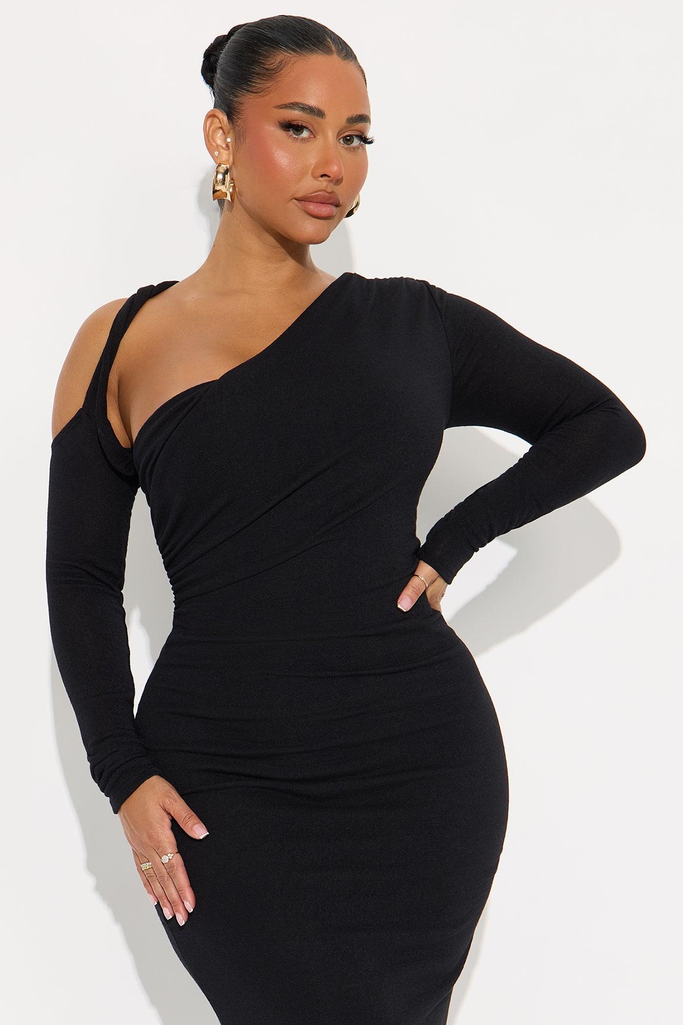You Wish Asymmetrical Maxi Dress - Black Female Product Image