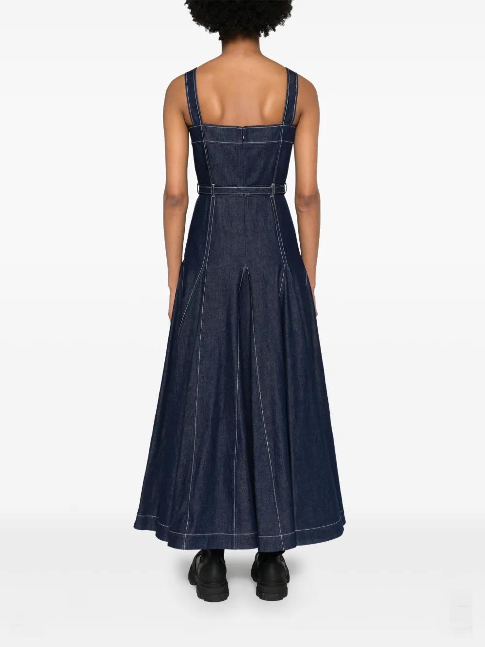 belted denim midi dress Product Image