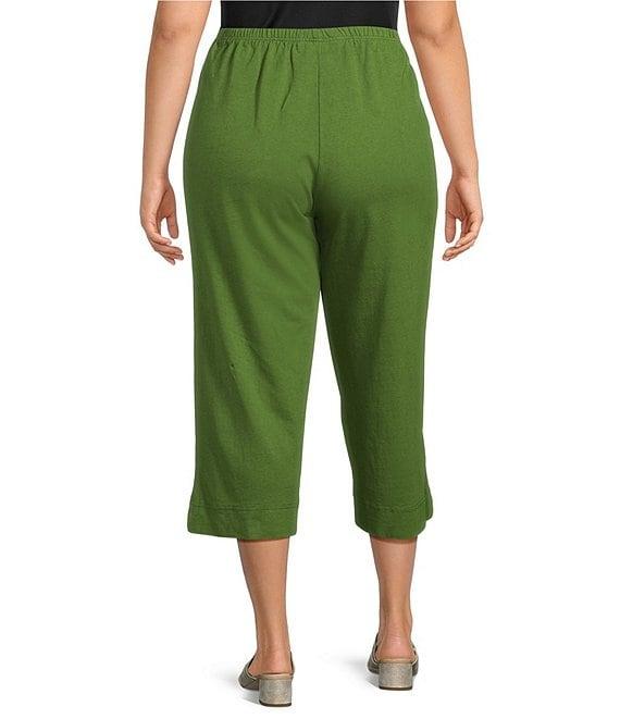 Bryn Walker Plus Cotton Jersey Elastic Waist Straight Leg Crop Pants Product Image