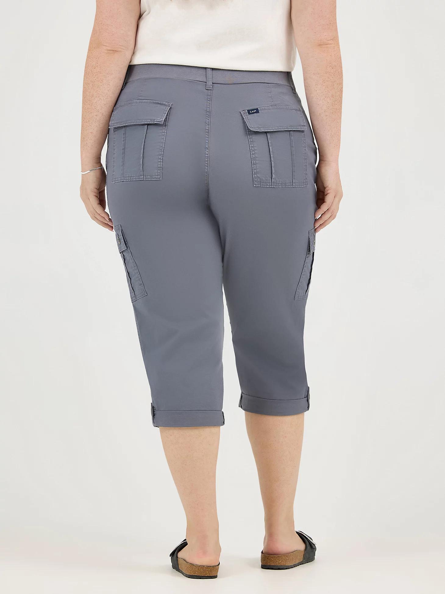 Women's Ultra Lux Comfort with Flex-To-Go Relaxed Fit Cargo Capri (Plus) | Women's Capris & Crops | Lee® Product Image