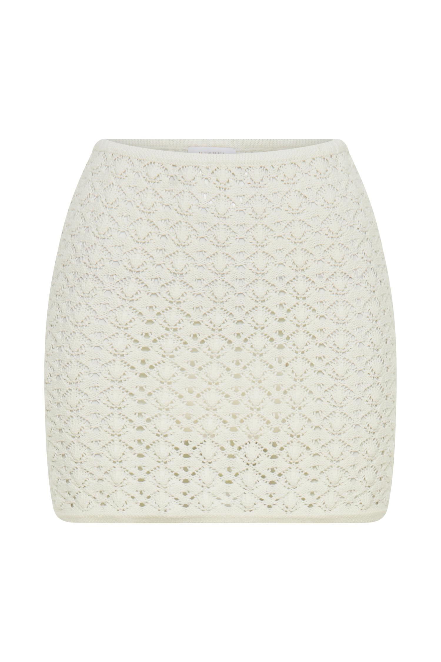 Murphy A-Line Knit Mini Skirt - White Product Image