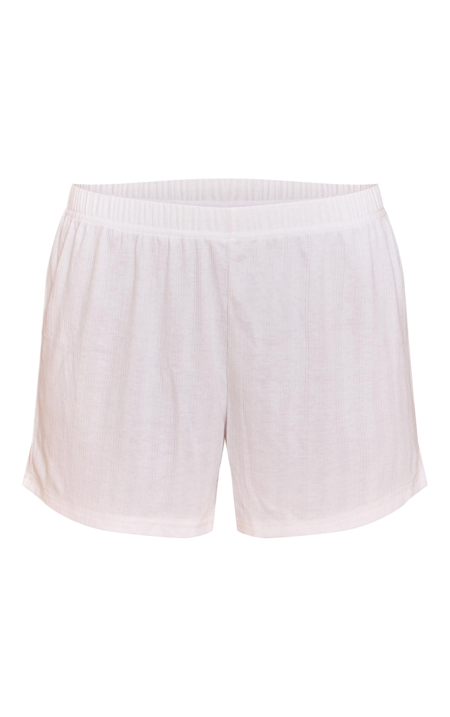 White Pointelle Pj Shorts Product Image