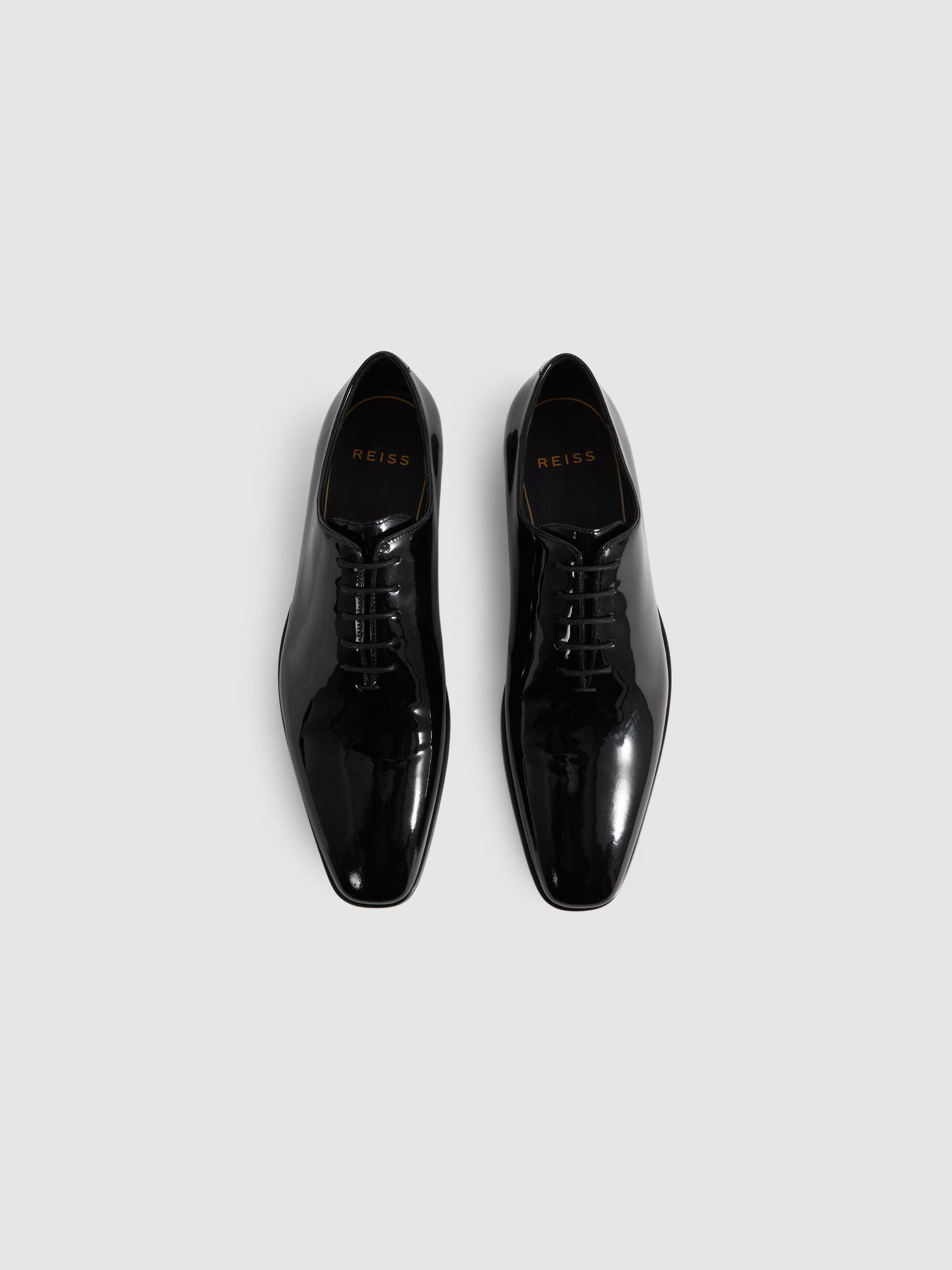 Patent Leather Lace-Up Shoes in Black Product Image