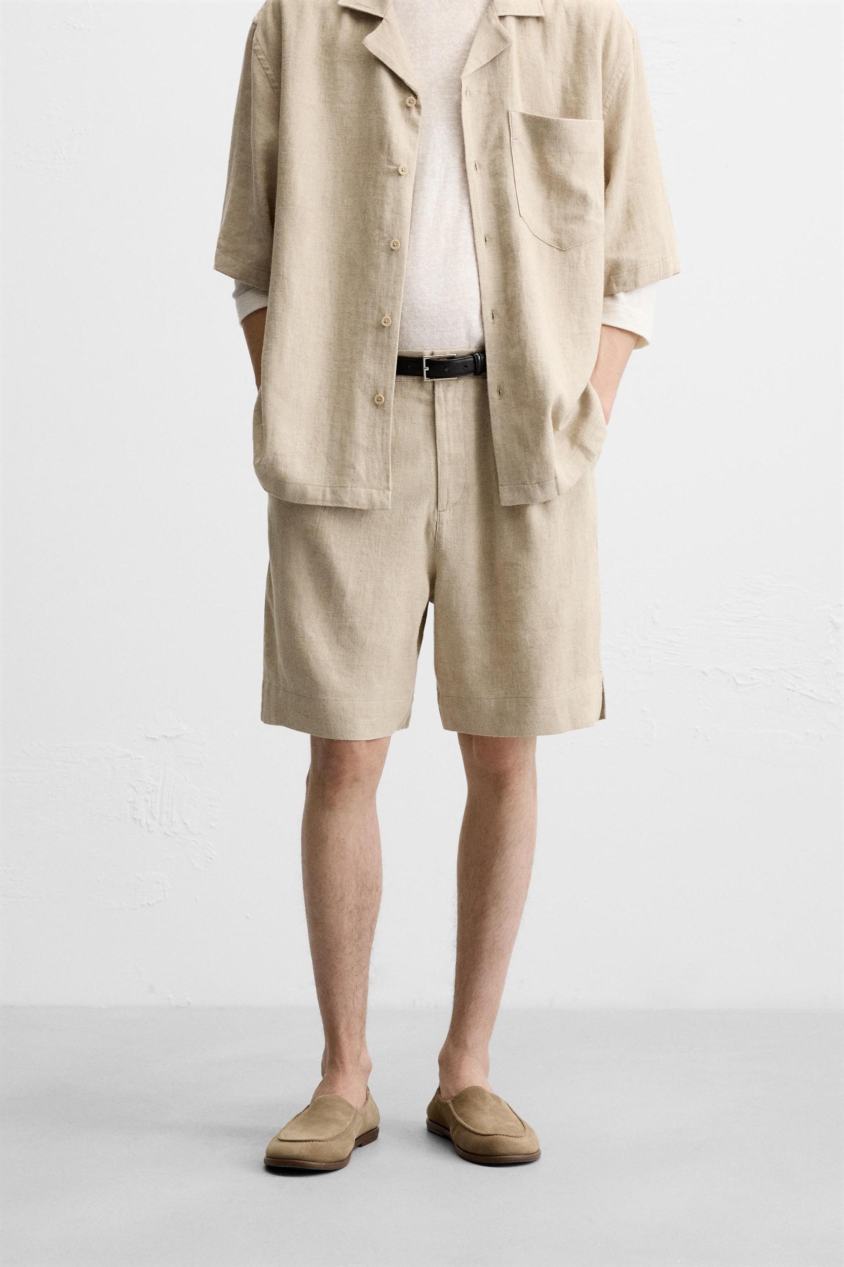 OVERSIZED LINEN VISCOSE SHORTS Product Image