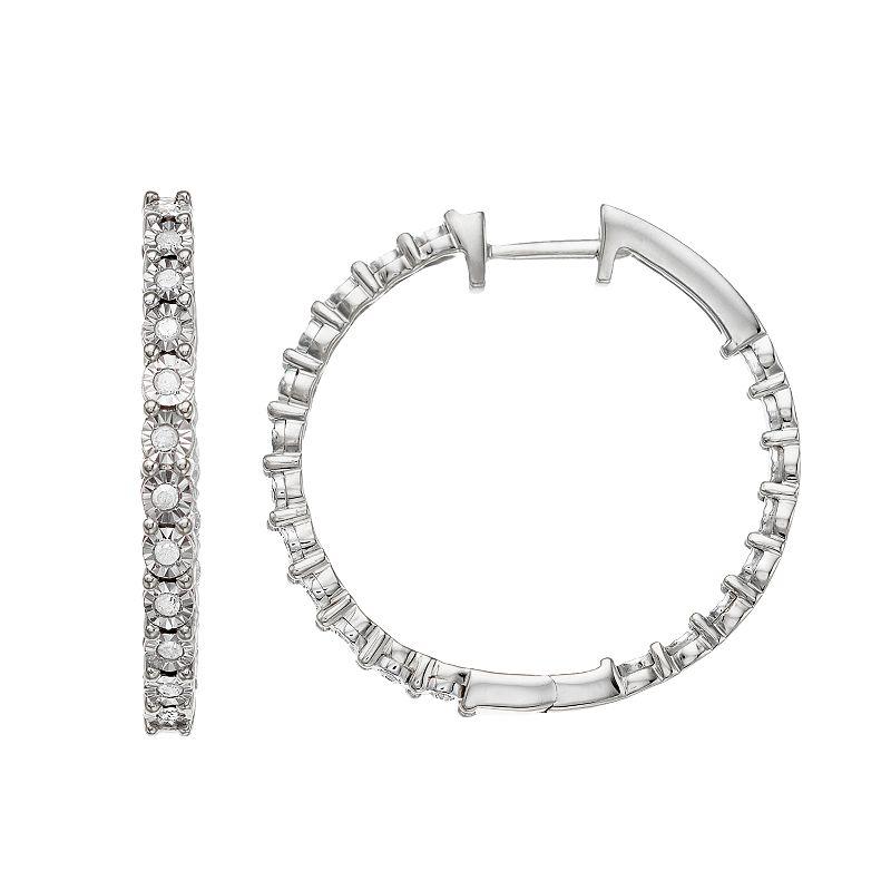 Diamond Brilliance 1/4 Carat T.W. Diamond Hoop Earrings, Women's, Sterling Silver Product Image