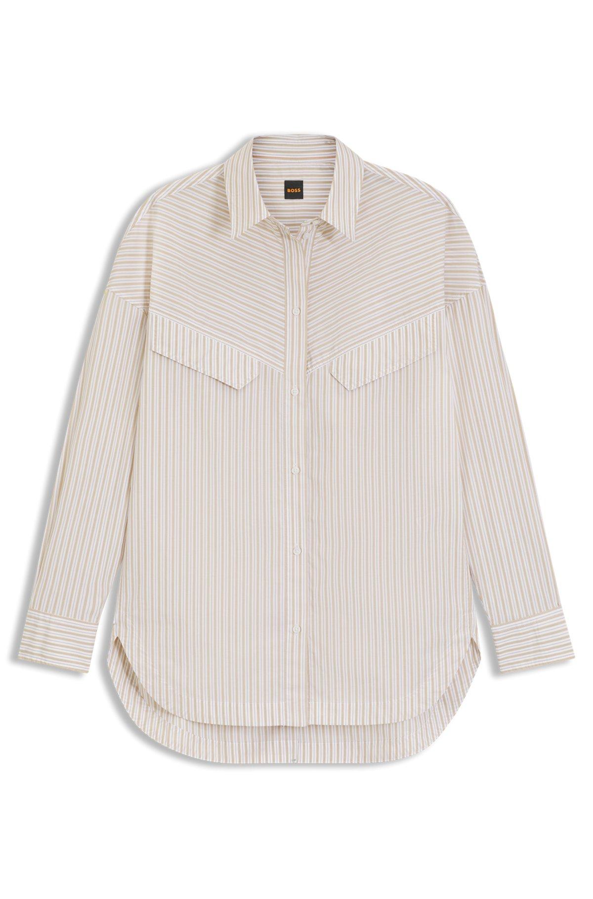 Oversize-fit blouse in striped cotton Product Image