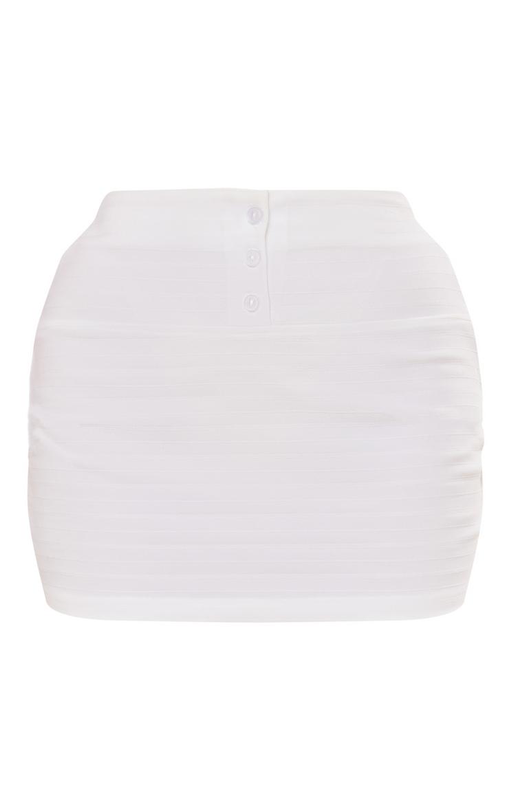 Cream Textured Stripe Button Detail Mini Skirt Product Image