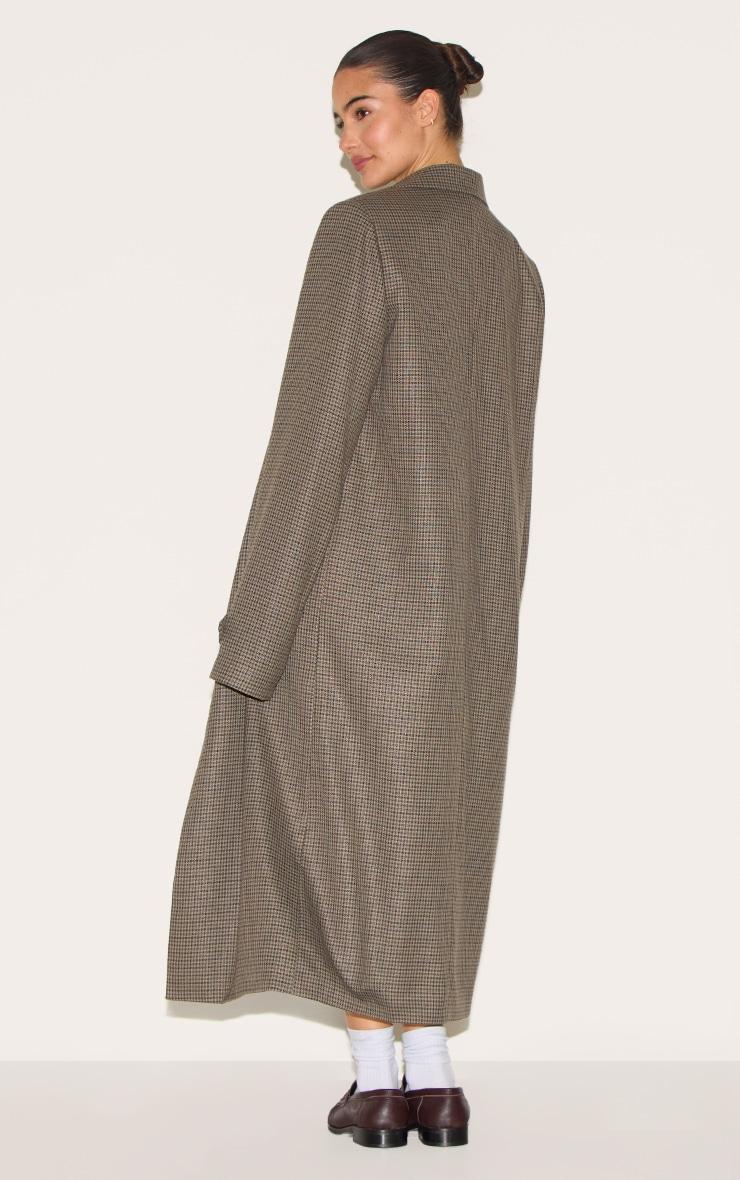 Brown Check Print Oversized Trench Coat Product Image