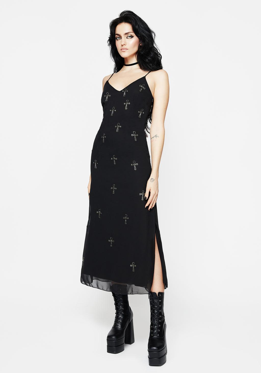 Ankh Beaded Chiffon Midaxi Cami Dress Product Image