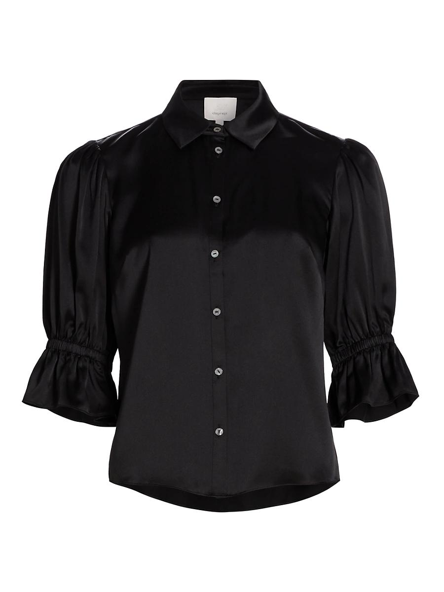 Womens Fiona Silk Puff-Sleeve Blouse Product Image
