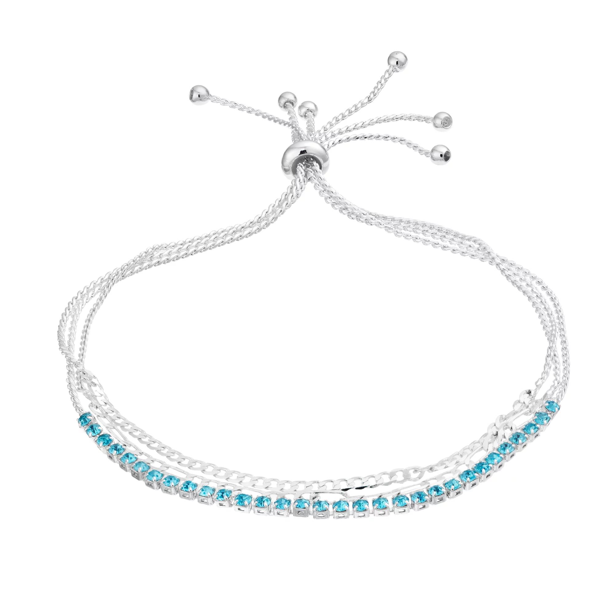 City Luxe Crystal Simulated Birthstone Multi-Strand Adjustable Chain Bracelet, Women's, Gold Tone December Product Image