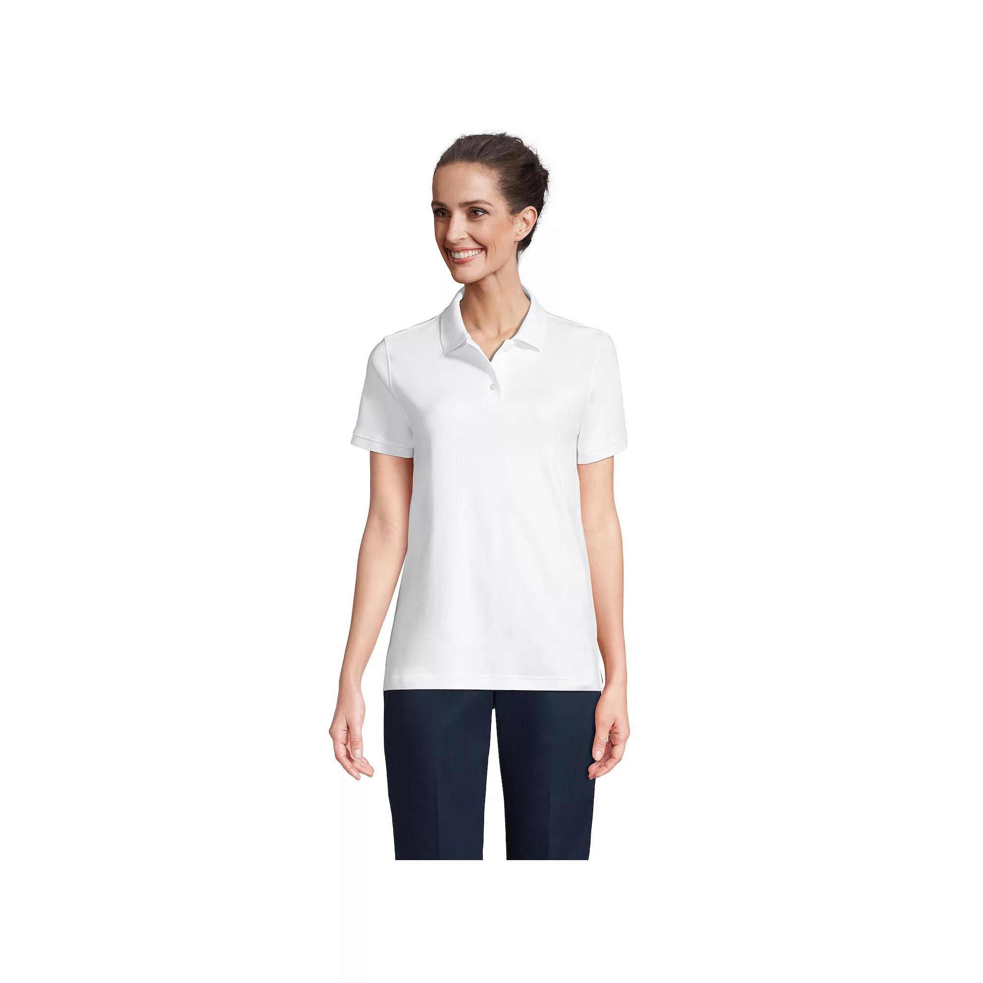 Women's Tall Lands' End School Uniform Short Sleeve Interlock Polo,  Product Image