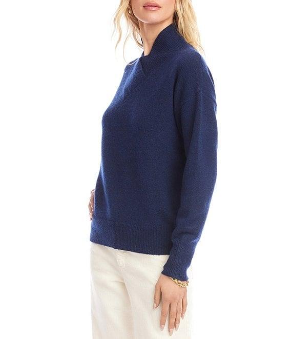 Karen Kane Crossover V-Neck Shawl Collar Long Sleeve Soft Knit Pullover Product Image
