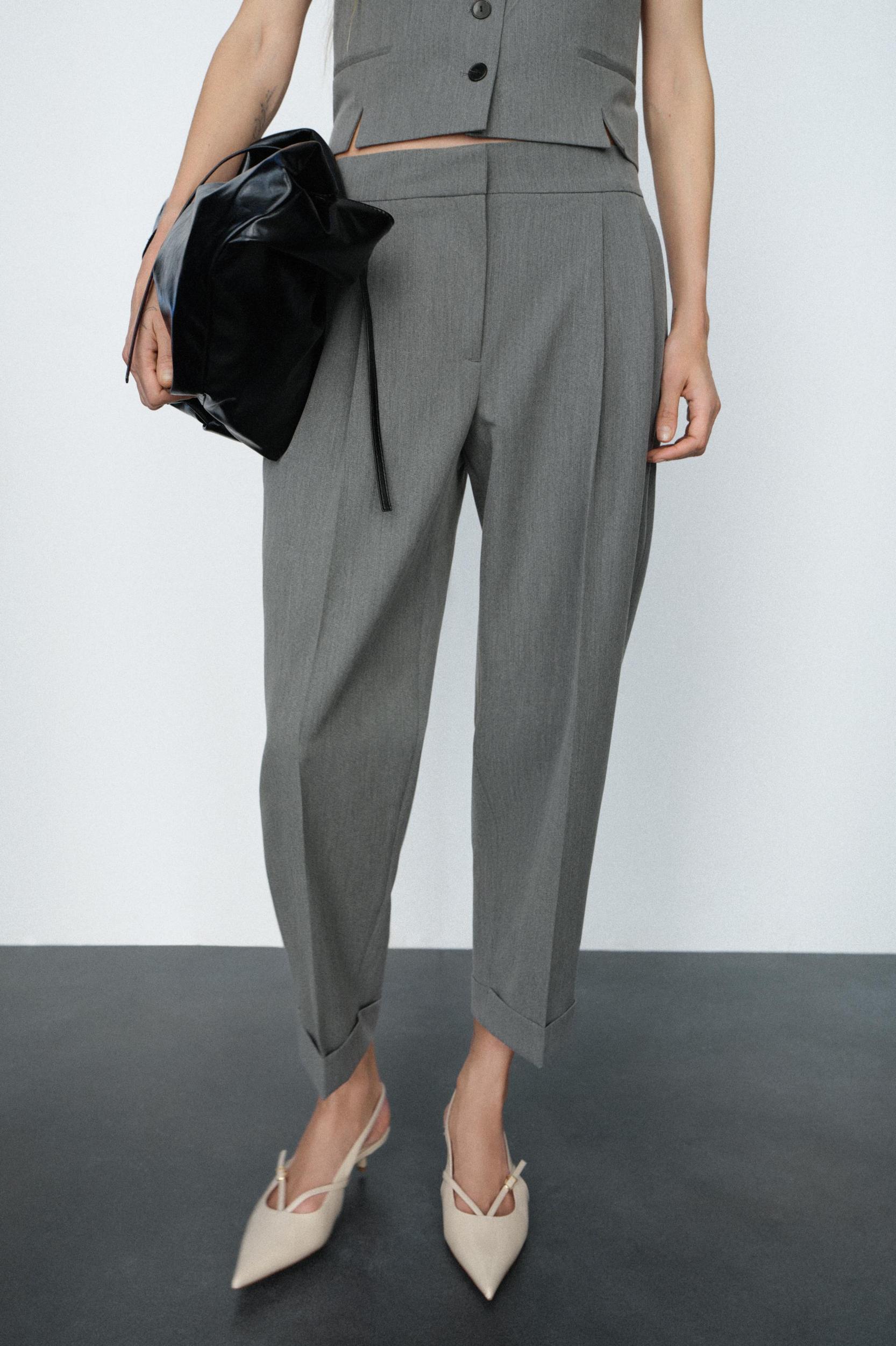 PANTS WITH DARTS AND CUFFED HEM Product Image