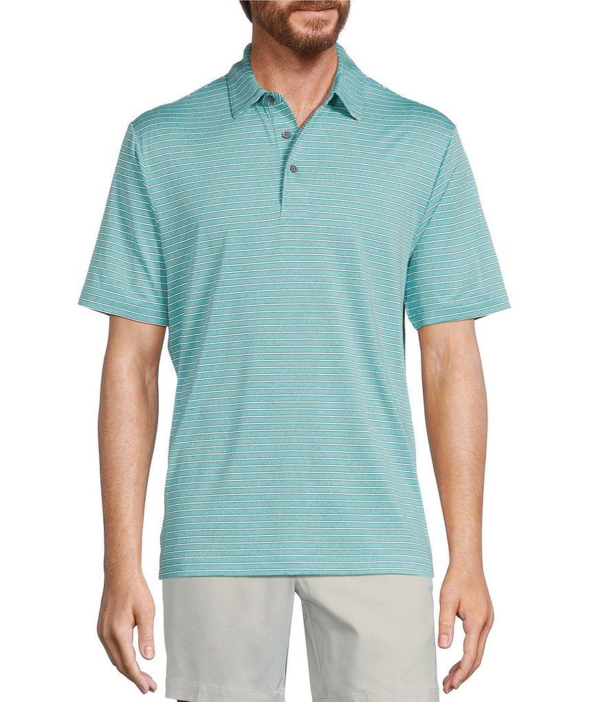 Roundtree & Yorke Performance Short Sleeve Stripe Print Polo Shirt Product Image