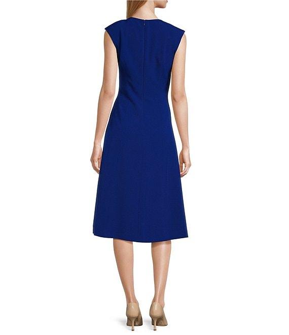 Preston & York Crepe Round Neck Cap Sleeve Sophia Midi Dress Product Image