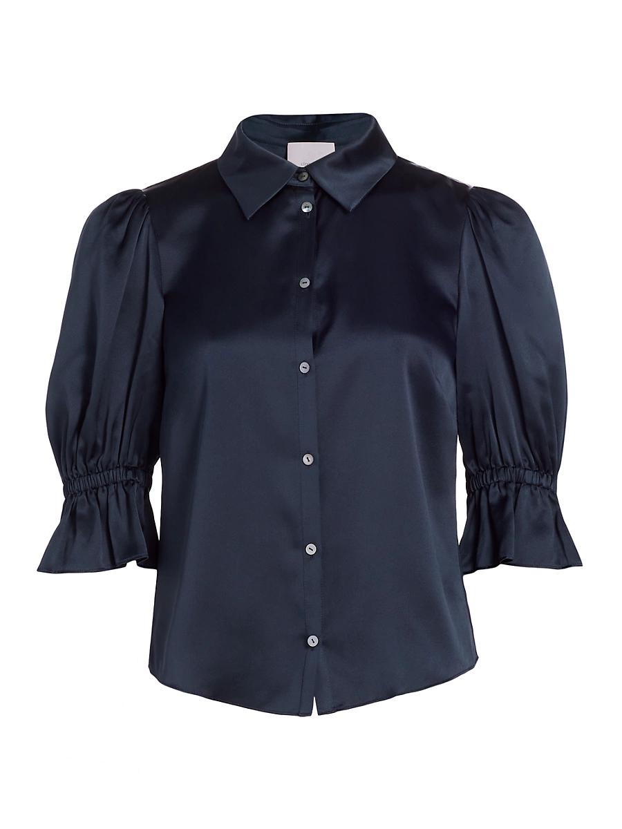 Womens Fiona Silk Puff-Sleeve Blouse Product Image