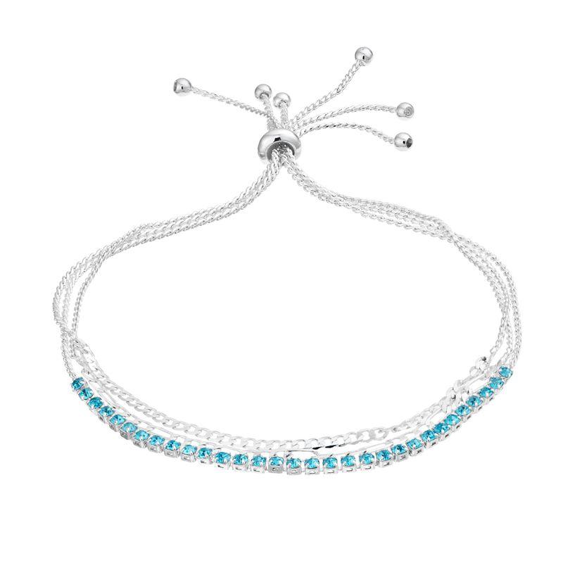 City Luxe Crystal Simulated Birthstone Multi-Strand Adjustable Chain Bracelet, Women's, Gold Tone December Product Image