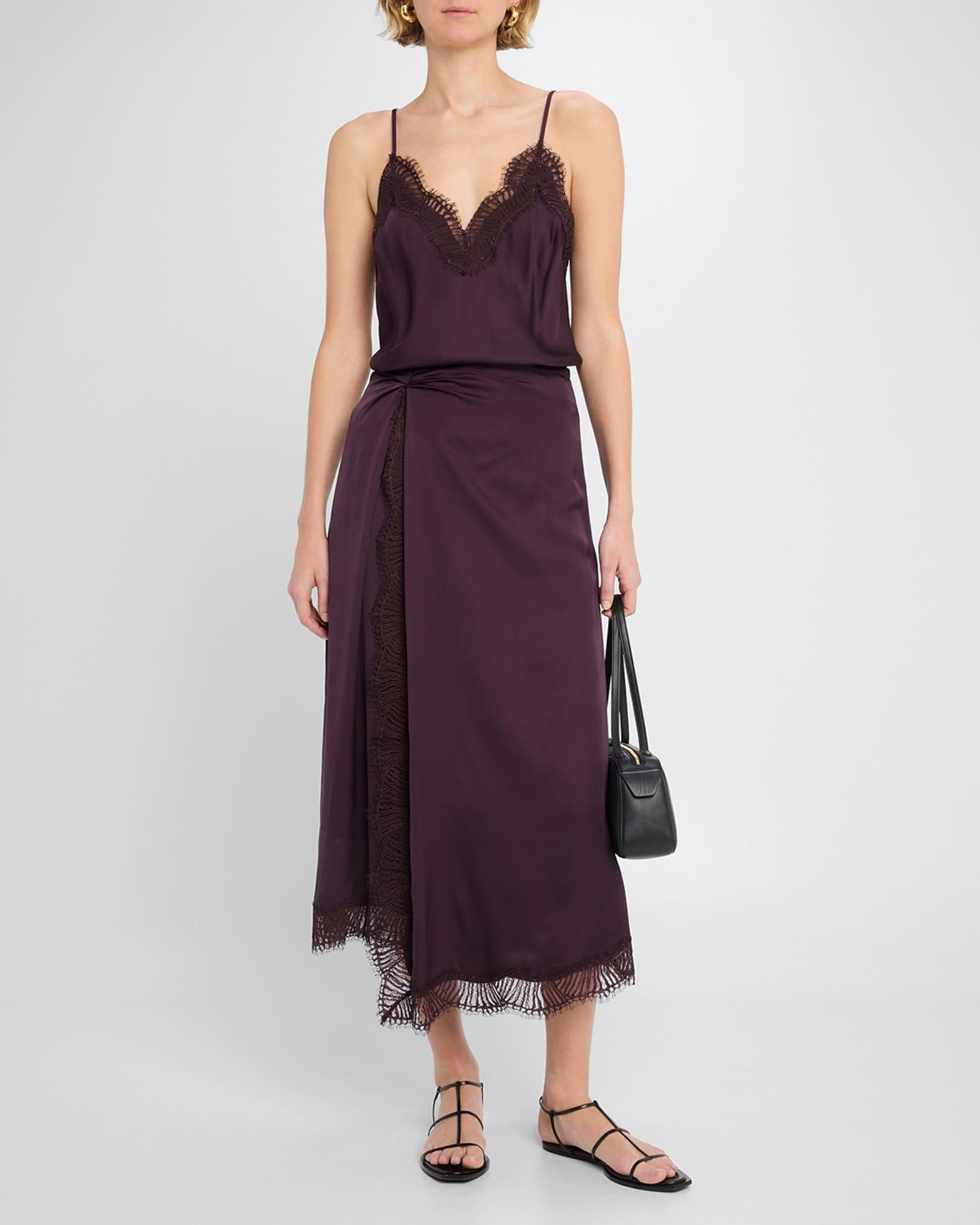 Bella Lace-Trim Midi Skirt Product Image